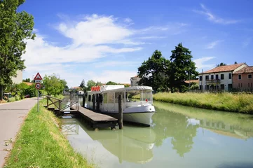 Zelfklevend Fotobehang River boat in Brenta © catafratto