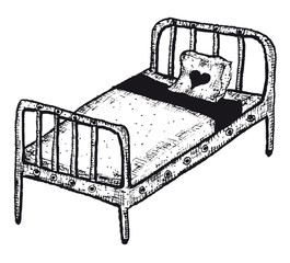 Hand drawn isolated bed