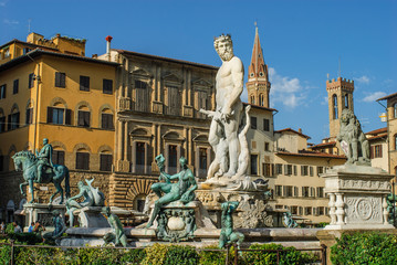 Fototapeta na wymiar Fontana del Nettuto, Statua, piazza della Signoria, Firenze