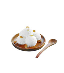 coconut and milk icecream on white background