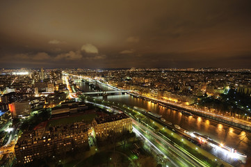 Plakat Aerial view of Paris at night