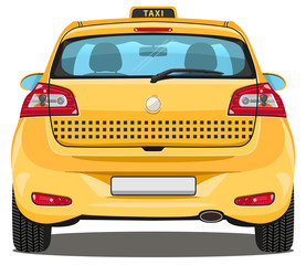 Fototapeta na wymiar Vector Car - Back view - Taxi - with visible interior