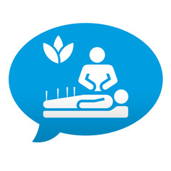 Etiqueta tipo app azul comentario simbolo acupuntura