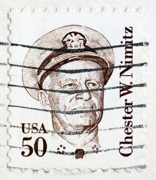 Stamp Printed In The United States Of Chester W. Nimitz