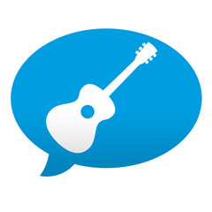 Etiqueta tipo app azul comentario simbolo guitarra clasica