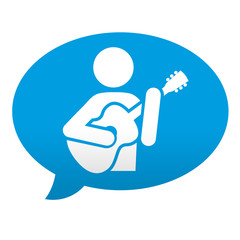 Etiqueta tipo app azul comentario simbolo guitarrista