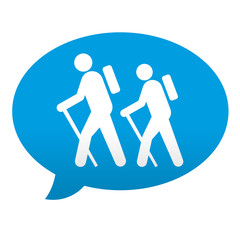 Etiqueta tipo app azul comentario simbolo senderismo