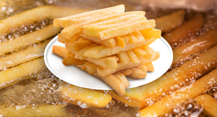Collage from the pictures of french fries
