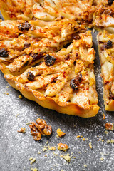 apple tart pie with nuts and raisins