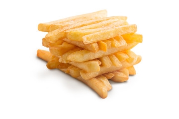 A pile of french fries isolated on white