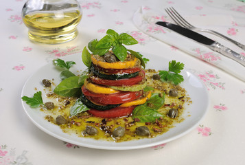 Appetizer of zucchini with tomato