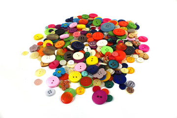 Pile of brightly coloured haberdashery buttons