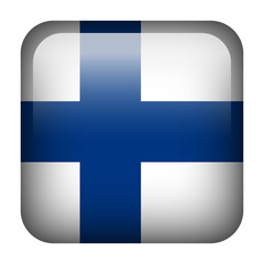 Obraz premium Finland square flag button