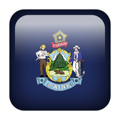 Square flag button - Maine