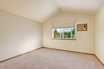 Simple bright ivory empty room with vaulted ceiling