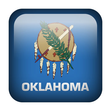 Square flag button - Oklahoma