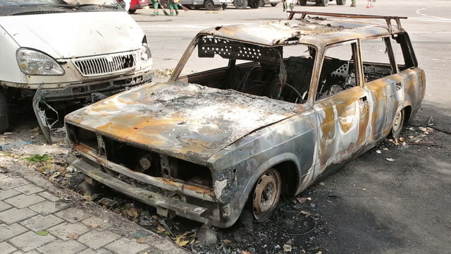 Burned Car in Donbass WAR