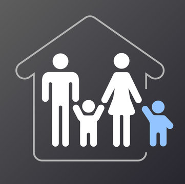 Signet / Grafik Adoptiv- oder Pflegekind mit Familie