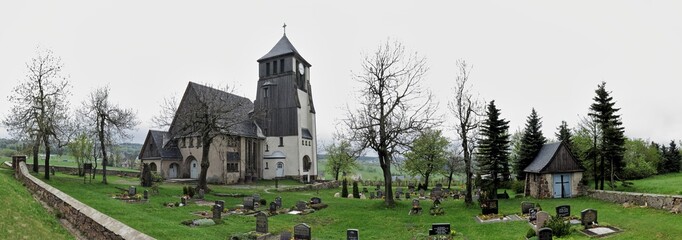Fototapeta na wymiar Church in Zinnwald in Saxony in Germany