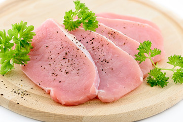 Pieces of fresh raw meat