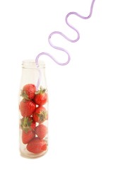 Strawberries and drinking straw