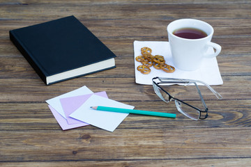 tea and a book on the table