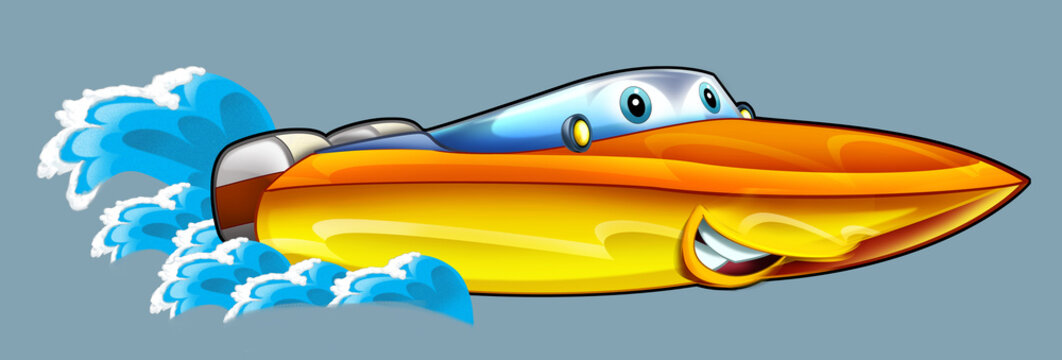 Cartoon motor boat - illustration for the children