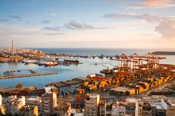 Foto op Canvas View of container port in Piraeus, Athens. © milangonda