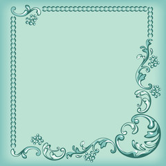 Ornament frame, decorative pattern on turquoise background