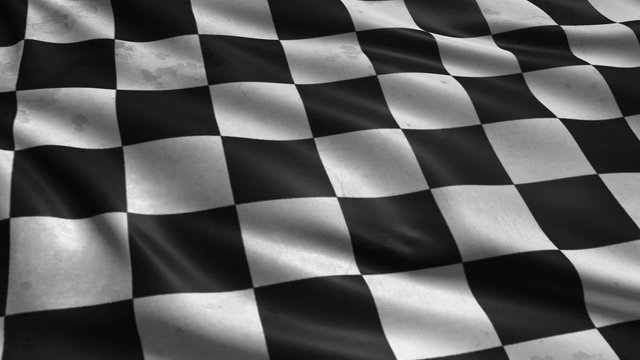 checkered flag with old, grunge fabric structure; looping