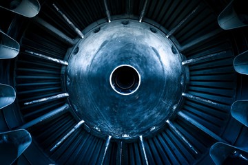 Closeup of a jet engine