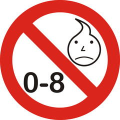 Verbotsschild, nicht unter 8 Jahren geeignet