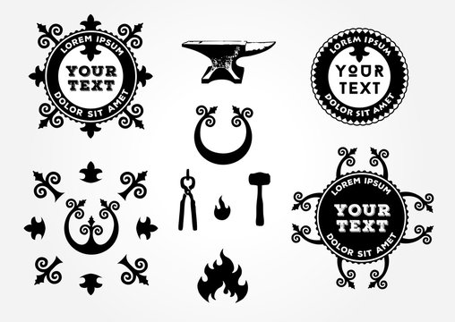 Blacksmith graphic labels collection set