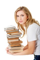 Student woman with books