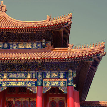 ancient chinese pagoda (Beijing, China). instagram effect