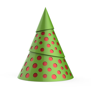 Green stylized Christmas tree with red decoration