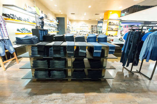jeans display in the fashion store