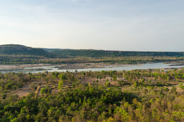 View of forest and river at ubon ratchathani thailand