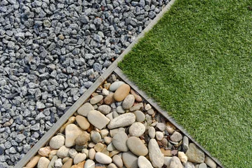 Zelfklevend Fotobehang Combinations of grass and stones © mbolina