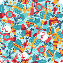 Merry Christmas and Happy New Year seamless pattern.