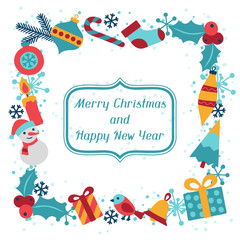 Merry Christmas and Happy New Year invitation card.