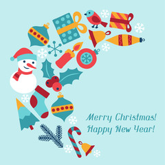 Merry Christmas and Happy New Year invitation card.
