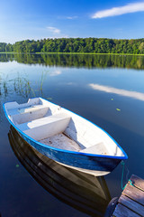 Fishing boats on the masurian lake in Poland