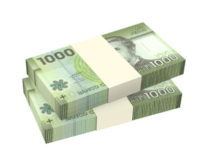 Chilean pesos isolated on white background.