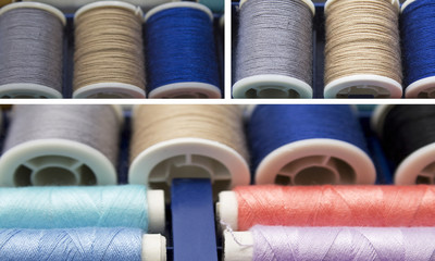composition of colorful sewing threads