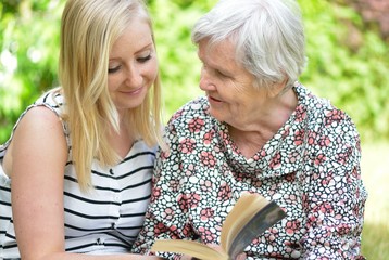 Grandmother and granddaughter. Happy family.
