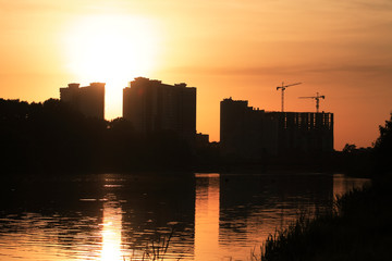 Fototapeta premium Construction At Sunset