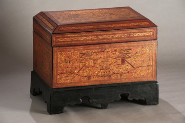 Old decorated wooden trunk