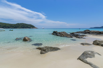 Clear water with blue skies