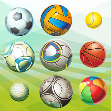 Various sports balls.